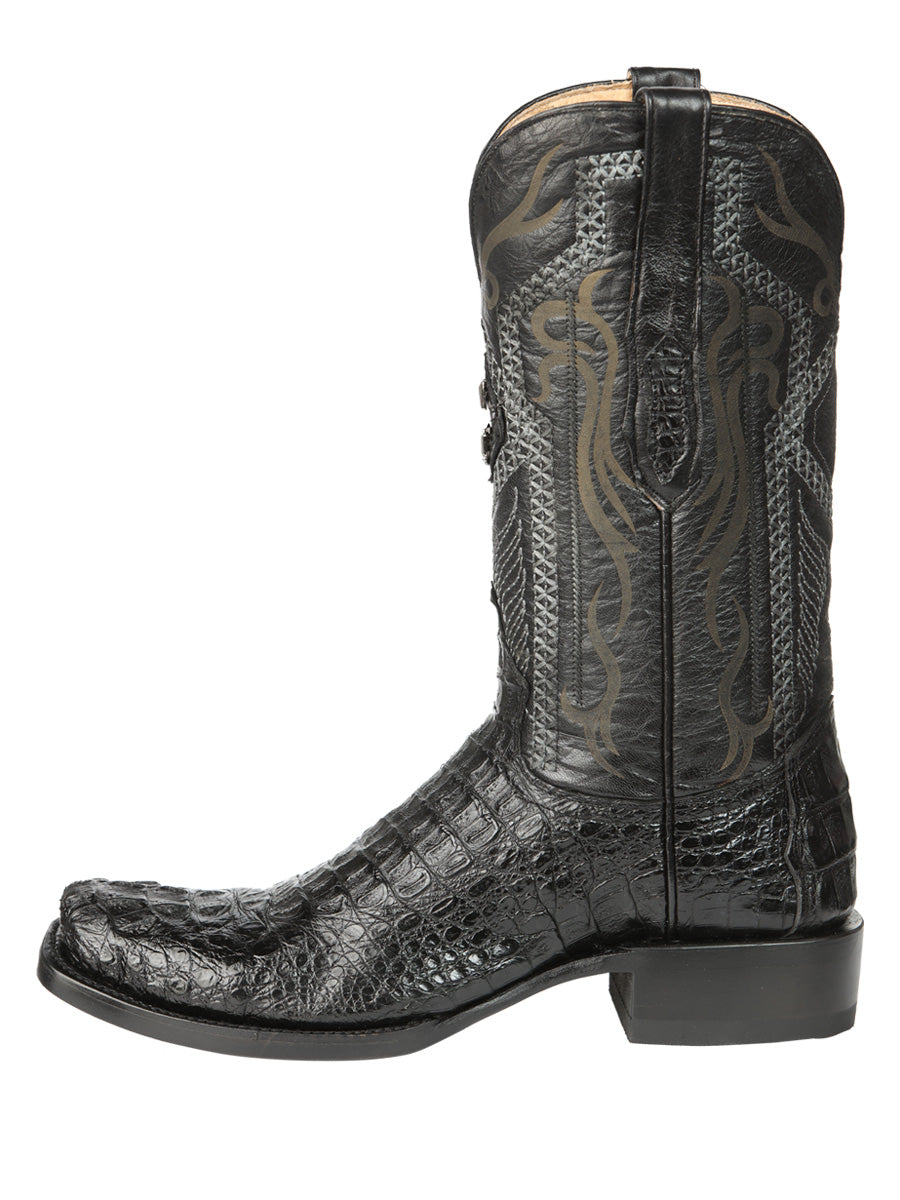 El General Mens Exotic Caiman Nuca Cowboy Boots - Black