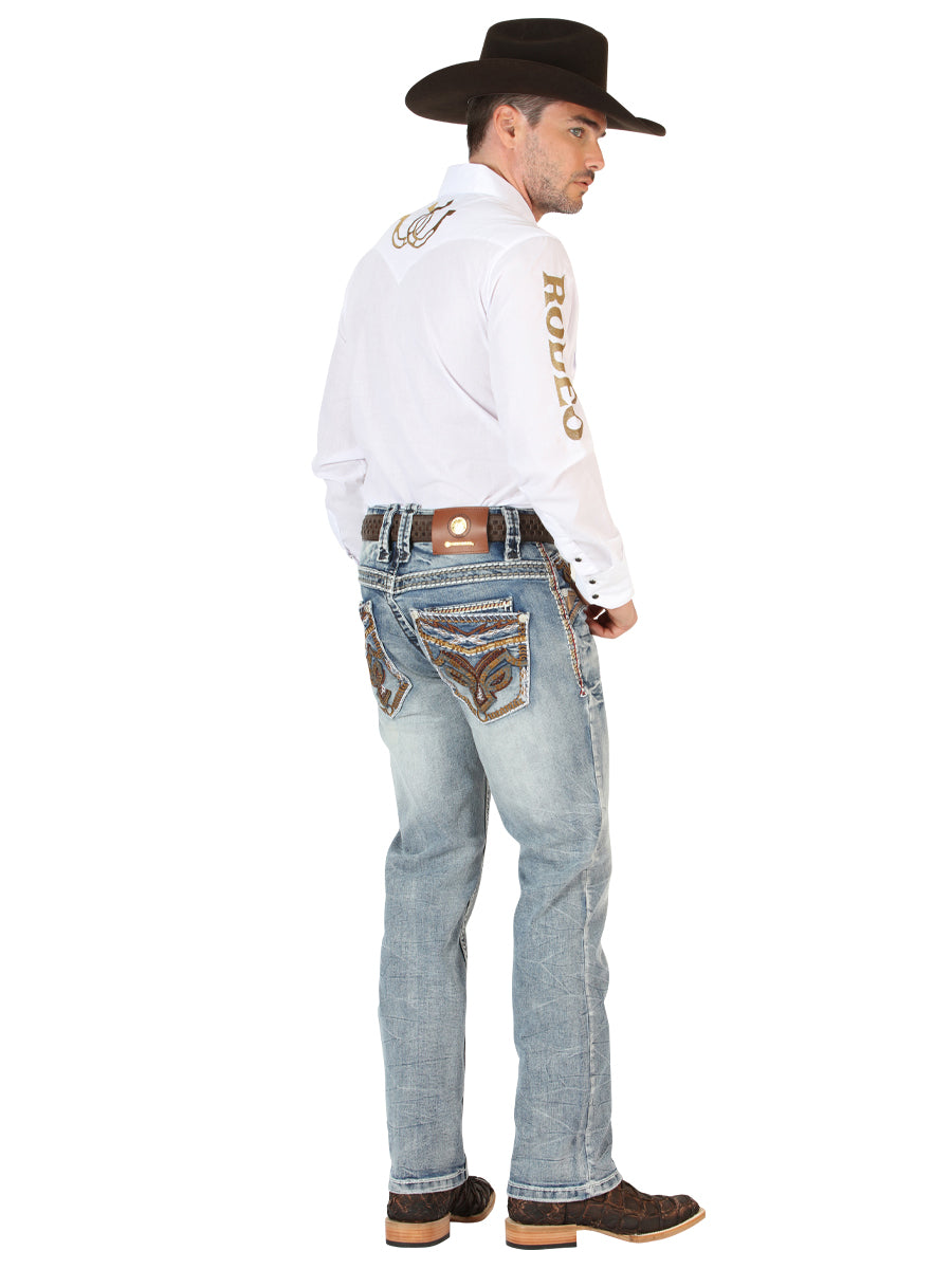 Centenario Mens Premium Denim Boot Cut Pants - Blue