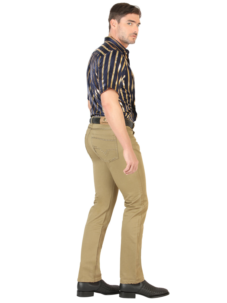 Centenario Mens Slim Fit Denim Pants - Khaki 45542