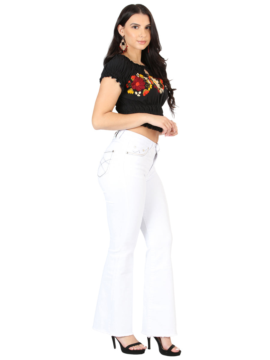 Centenario Womens Bootcut Denim Jeans - White