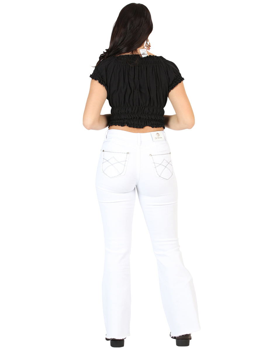 Centenario Womens Bootcut Denim Jeans - White