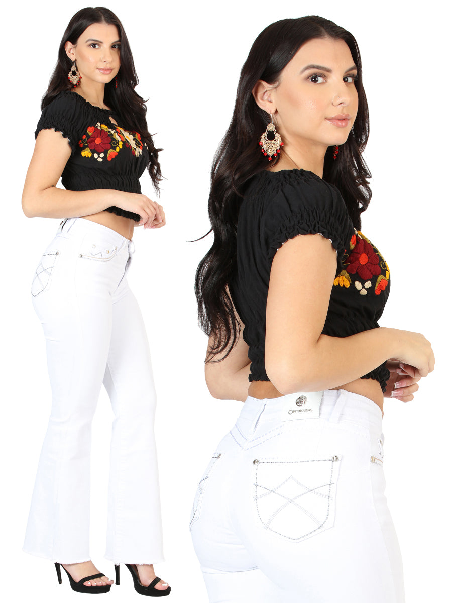 Centenario Womens Bootcut Denim Jeans - White