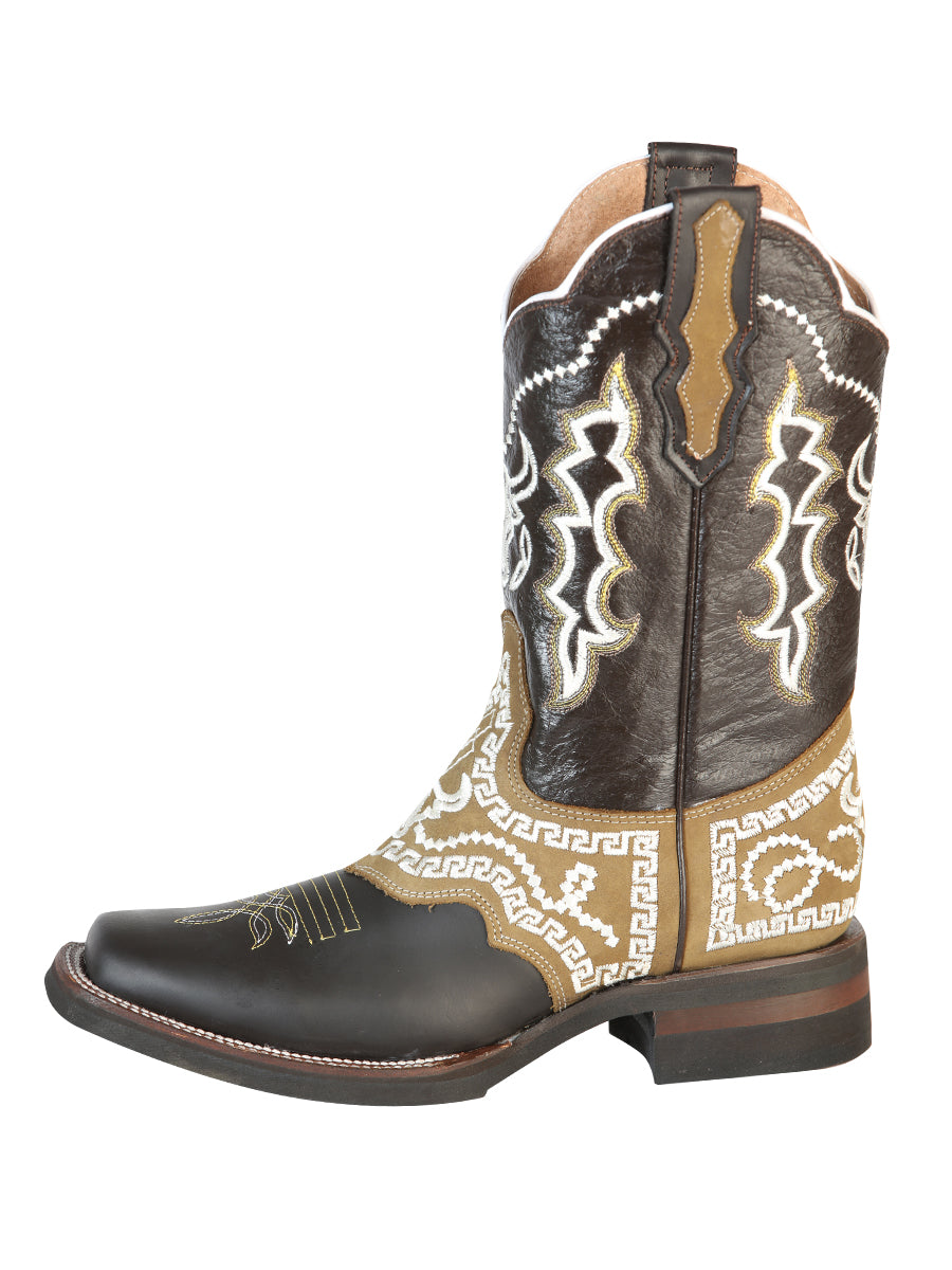 El General Mens Embroidered Mens Rodeo Boot - Crazy Brown