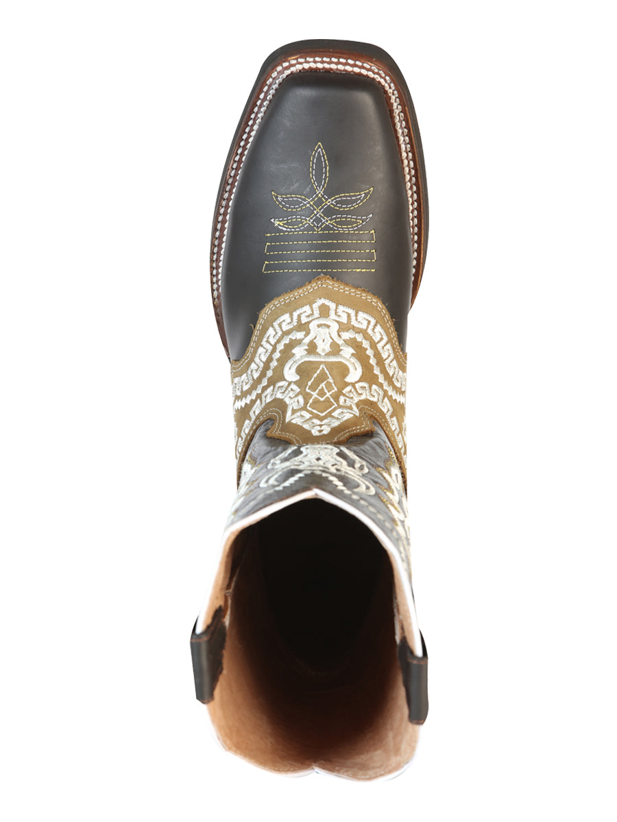 El General Mens Embroidered Mens Rodeo Boot - Crazy Brown