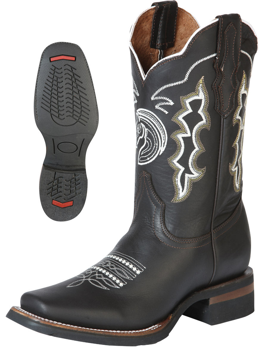 El General Mens Embroidered Horse Rodeo Boot - Crazy Choco