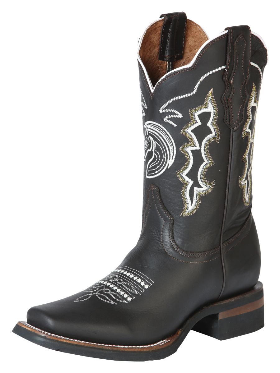 El General Mens Embroidered Horse Rodeo Boot - Crazy Choco