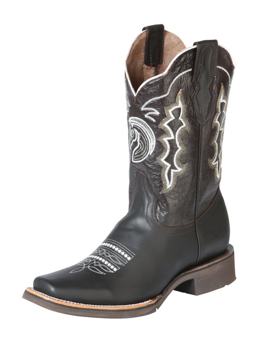 El General Mens Horse Print Rodeo Boot - Crazy Dark Brown