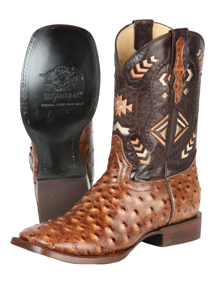 El General Mens Printed Ostrich Rodeo Boot - Shedron
