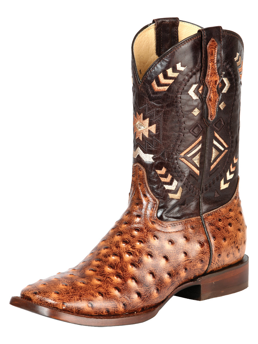 El General Mens Printed Ostrich Rodeo Boot - Shedron