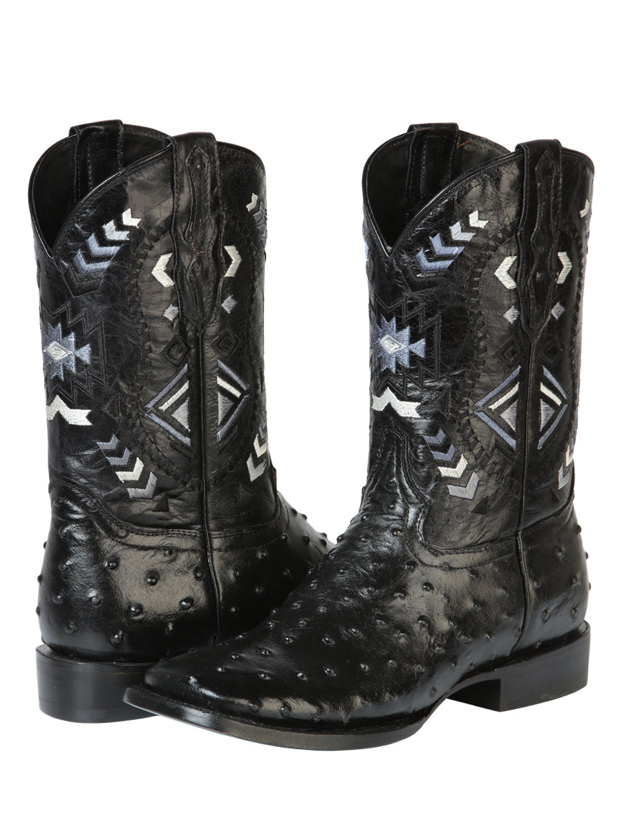 El General Mens Printed Ostrich Rodeo Boot - Black