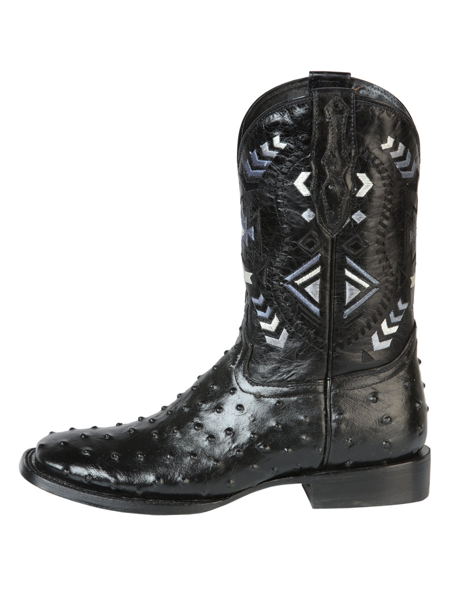 El General Mens Printed Ostrich Rodeo Boot - Black
