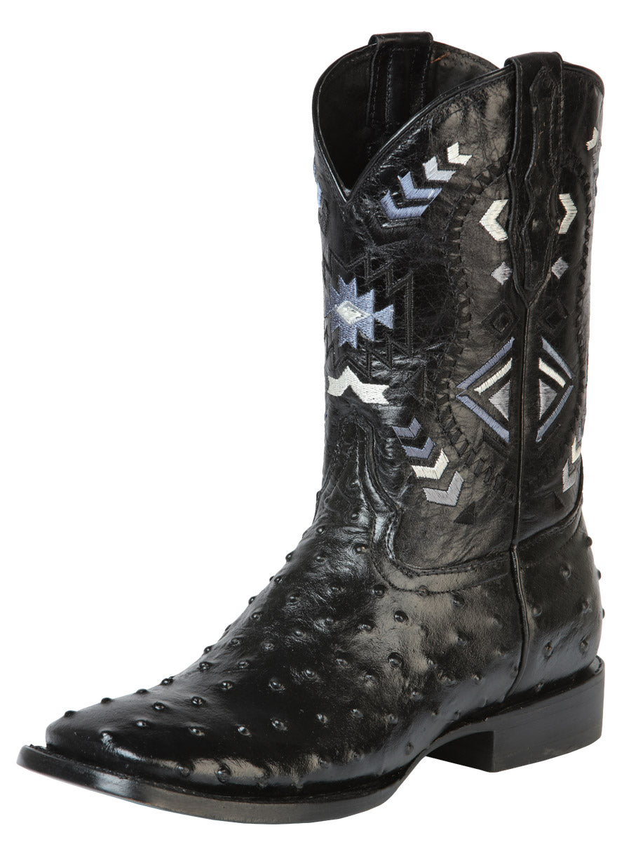 El General Mens Printed Ostrich Rodeo Boot - Black