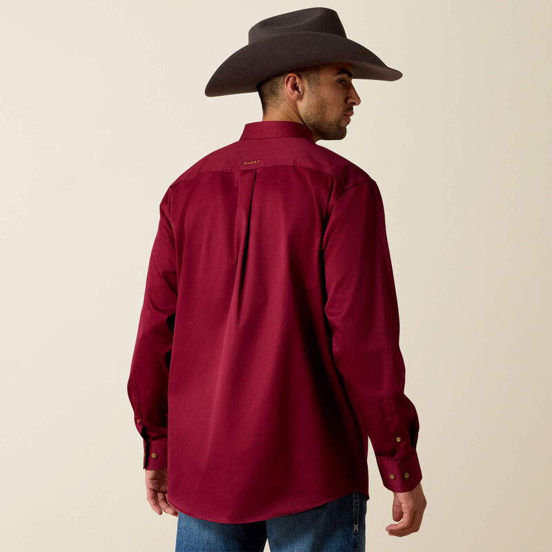 Ariat Mens Solid Twill Classic Fit Shirt - Burgundy