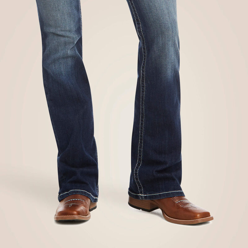 Ariat Womens R.E.A.L. Mid Rise Stretch Entwined Boot Cut Jean -Marine