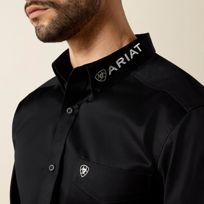 Ariat Mens Team Logo Twill Fitted Shirt - Black/White