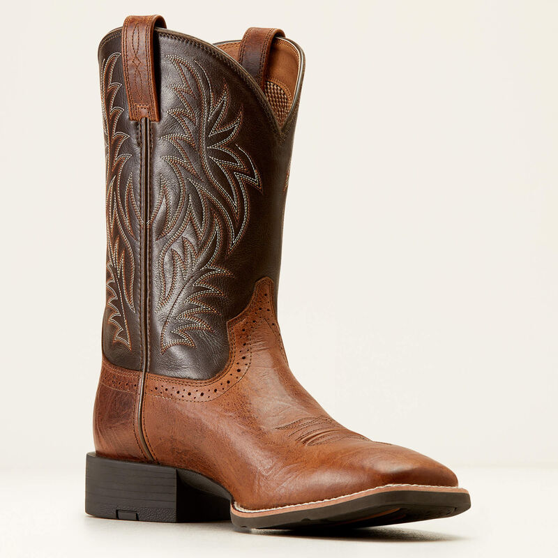 Ariat Mens Sport Wide Square Toe Cowboy Boot - Peanute Butter/Chaga Brown 10035996
