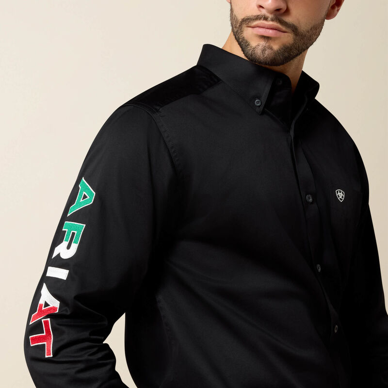 Ariat Mens Team Logo Twill Fitted Shirt - Black/Mexico