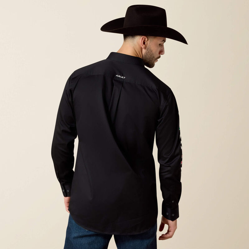 Ariat Mens Team Logo Twill Fitted Shirt - Black/Mexico