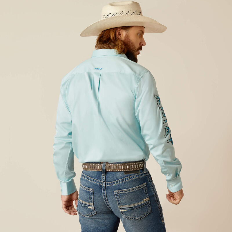 Ariat Mens Team Logo Twill Fitted Shirt - Light Aqua