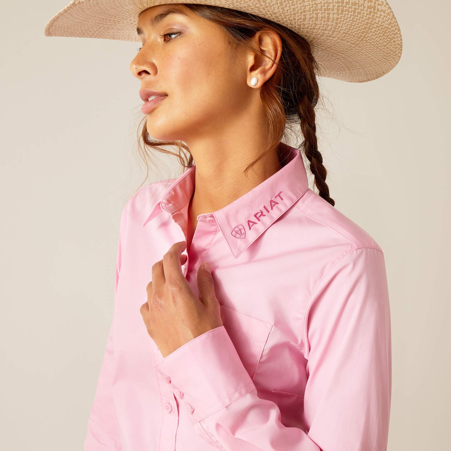 Ariat Womens Team Kirby Stretch Shirt - Prism Pink