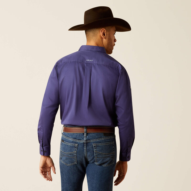 Ariat Mens Team Logo Twill Classic Fit Shirt - Dark Blue/Light Blue