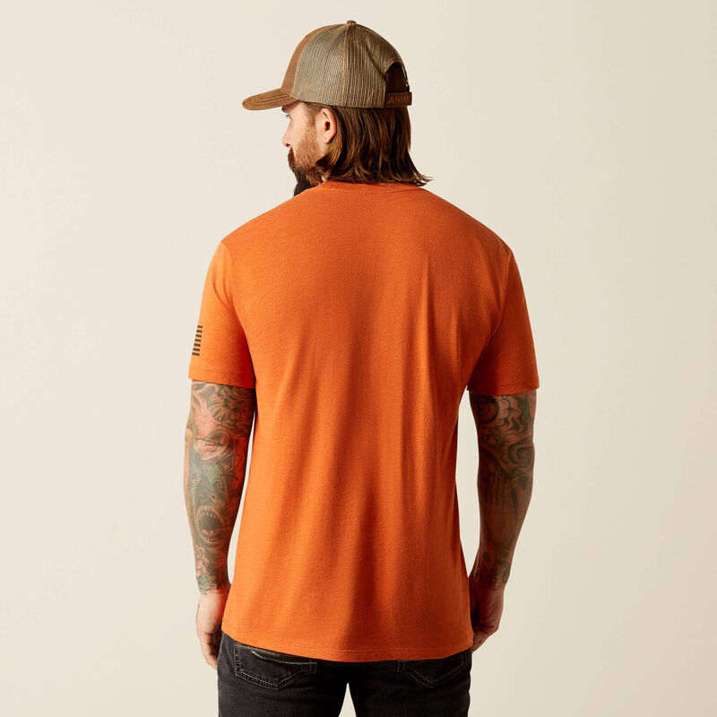 Ariat Mens Shield Flag Short Sleeve Graphic T-Shirt - Adobe Heather