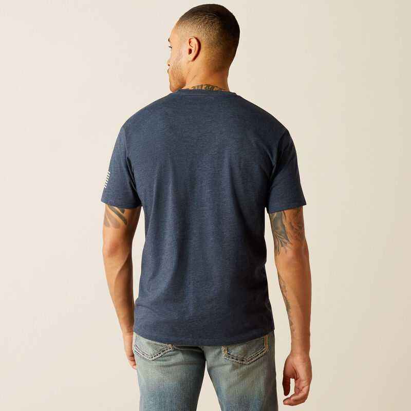 Ariat Mens Shield Flag Short Sleeve Graphic T-Shirt - Navy Heather