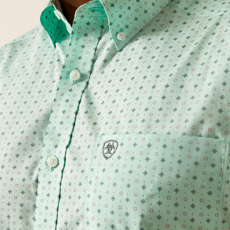 Ariat Mens Wrinkle Free Ellis Classic Fit Shirt - Aqua