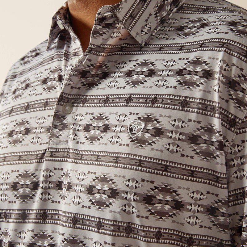 Ariat Mens All Over Print Polo - Silver Sconce