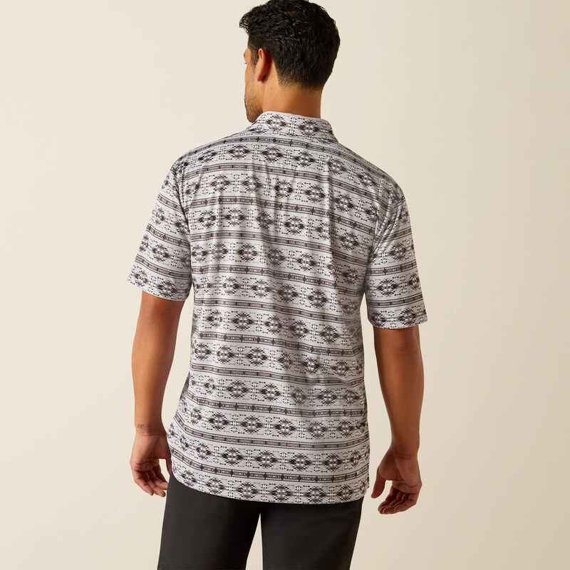 Ariat Mens All Over Print Polo - Silver Sconce
