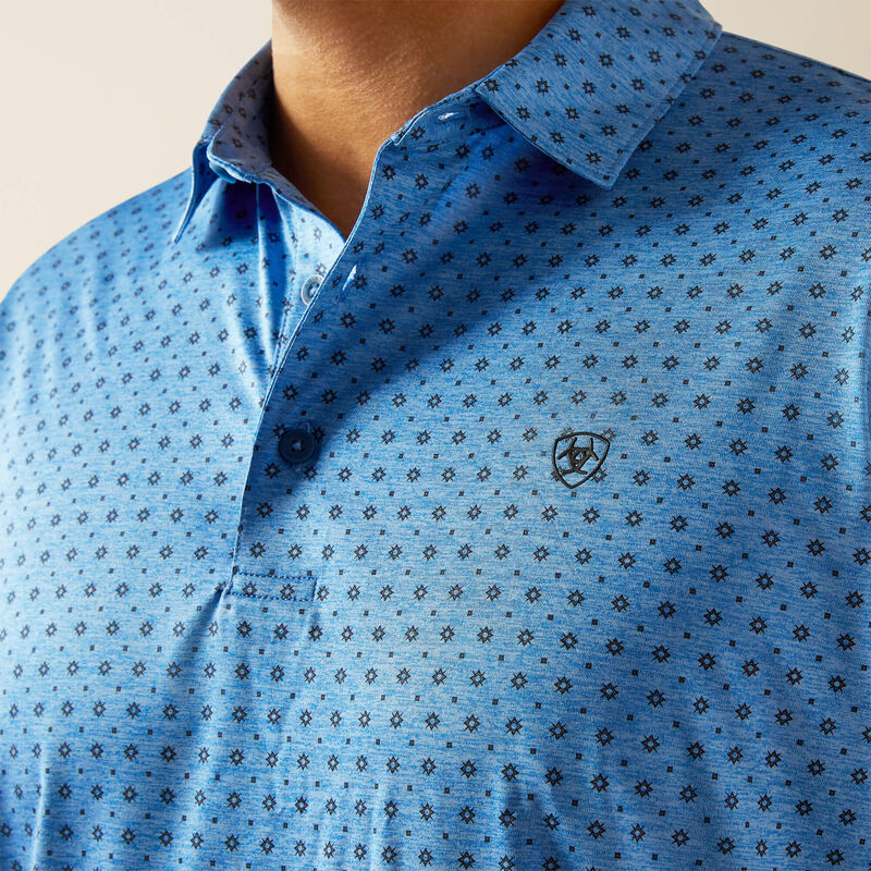 Ariat Mens Charger 2.0 Printed Polo - Classic Blue