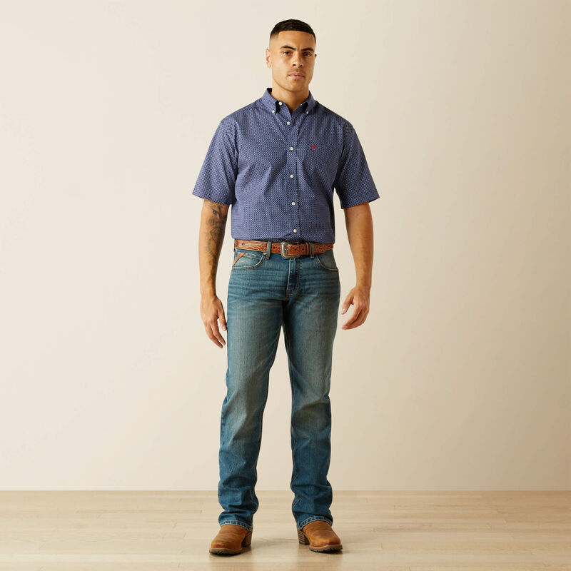 Ariat Mens Wrinkle Free Davis Classic Fit Shirt - Dark Blue