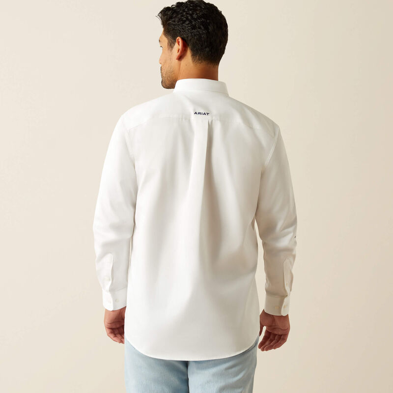 Ariat Mens Team Logo Twill Classic Fit Shirt - White/Teal