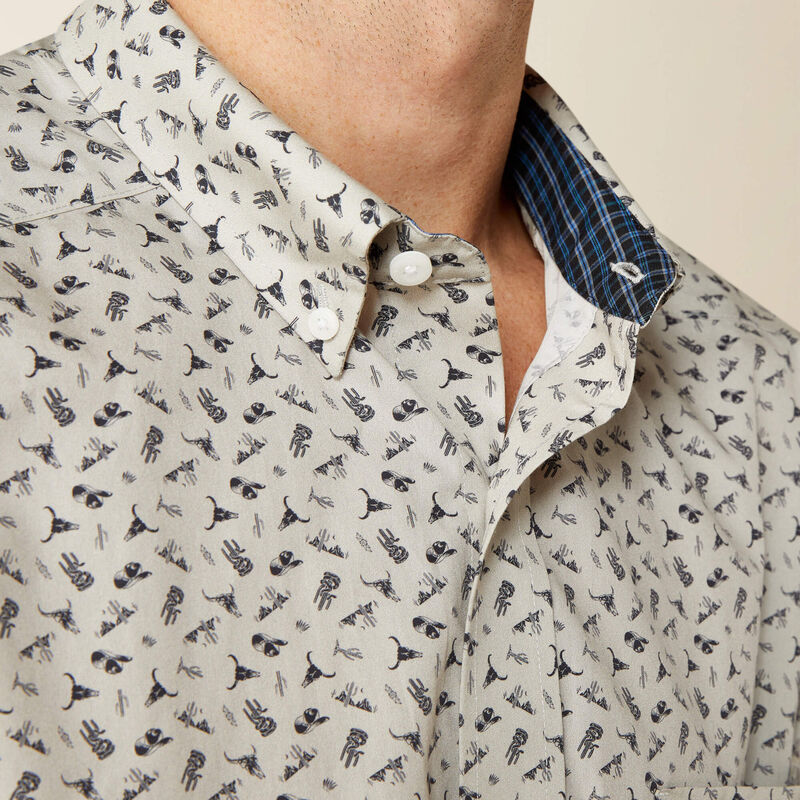 Ariat Mens Wrinkle Free Charles Classic Fit Shirt - Silver