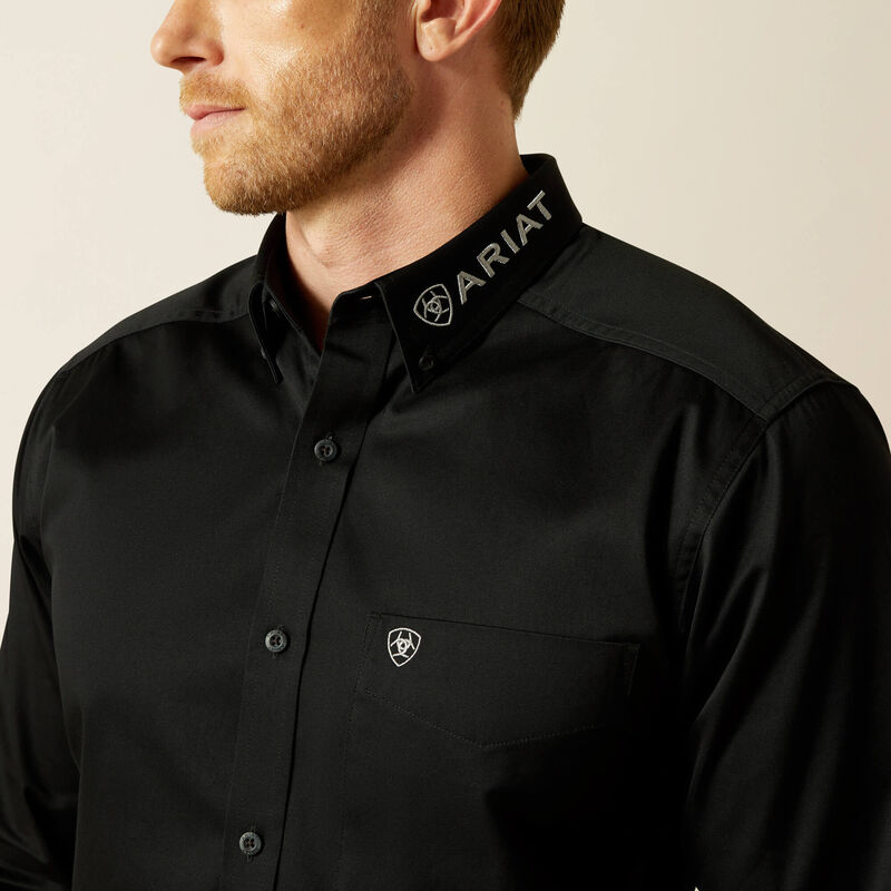 Ariat Mens Team Logo Twill Fitted Shirt - Black/Grey