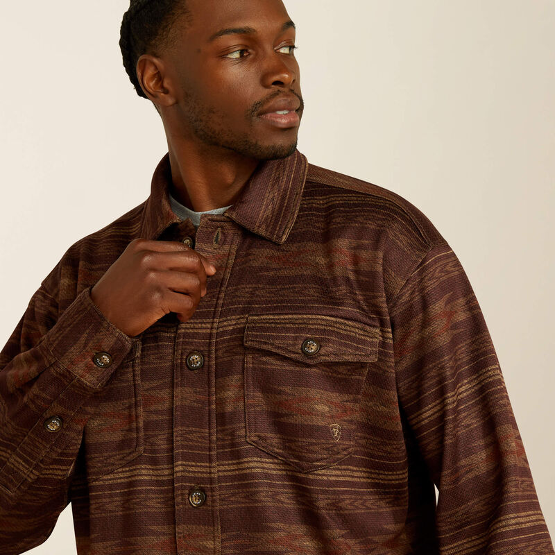 Ariat Mens Caldwell Printed Shirt Jacket - Maroon