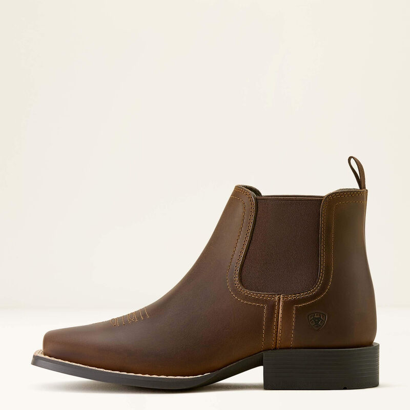 Ariat Kids Booker Chelsea Wide Square Toe Western Boot - Distressed Brown