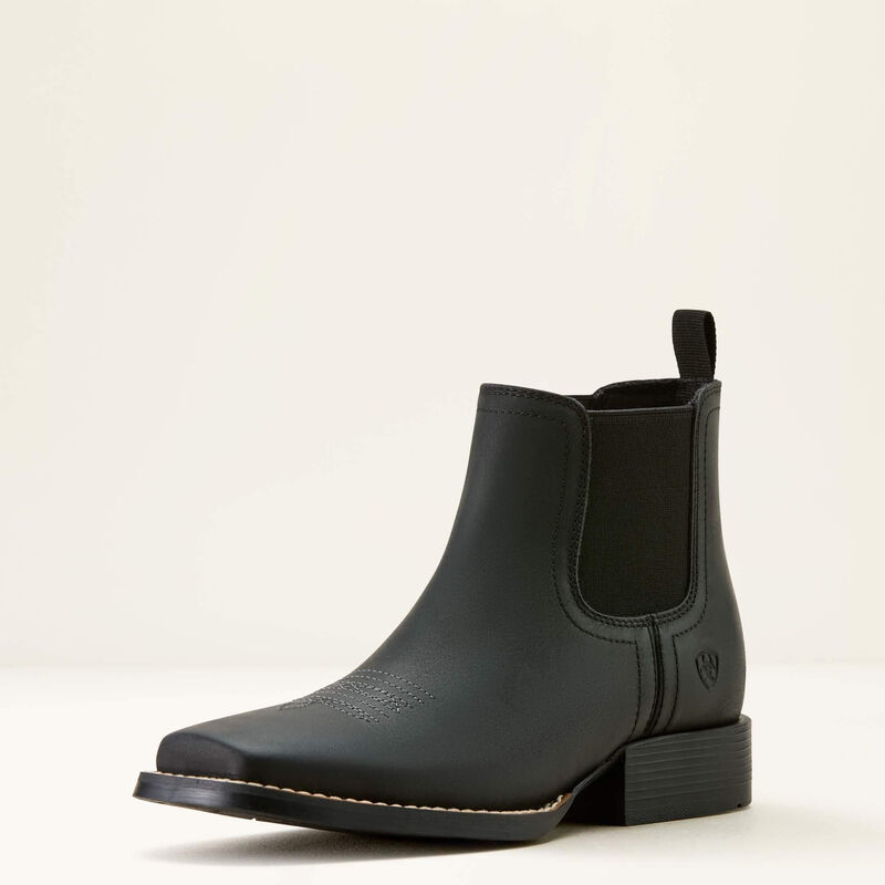 Ariat Kids Booker Chelsea Wide Square Toe Western Boot - Tricorn Black