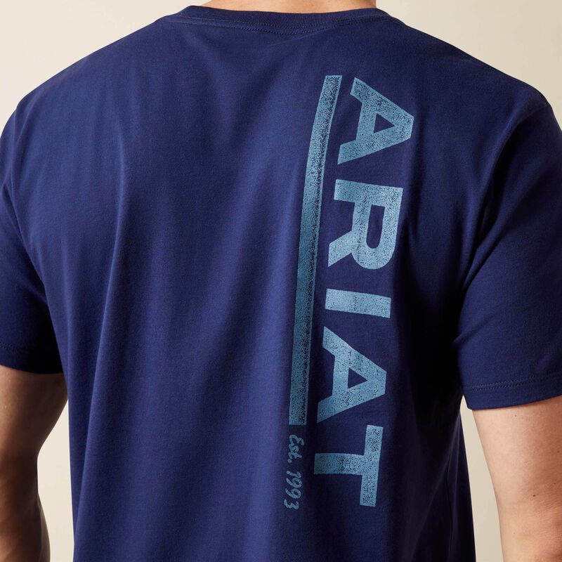Ariat Mens Ariat New Vertical Logo T-Shirt - Medieval Blue