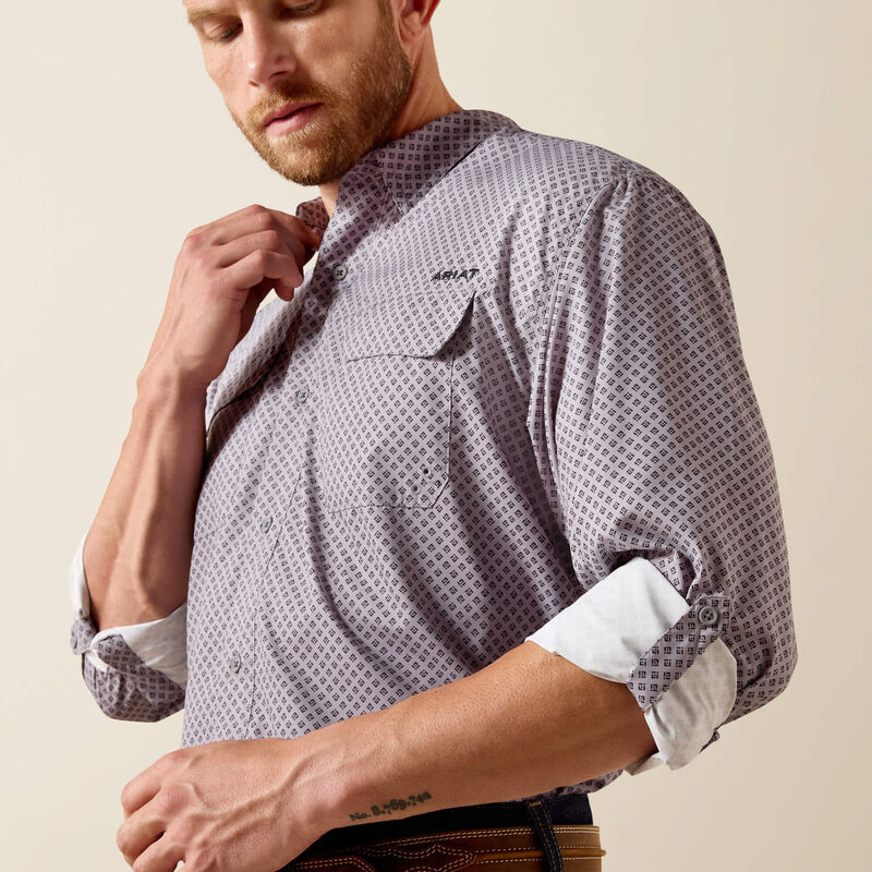 Ariat Mens Printed VentTEK Outbound Classic Fit Shirt - Grey