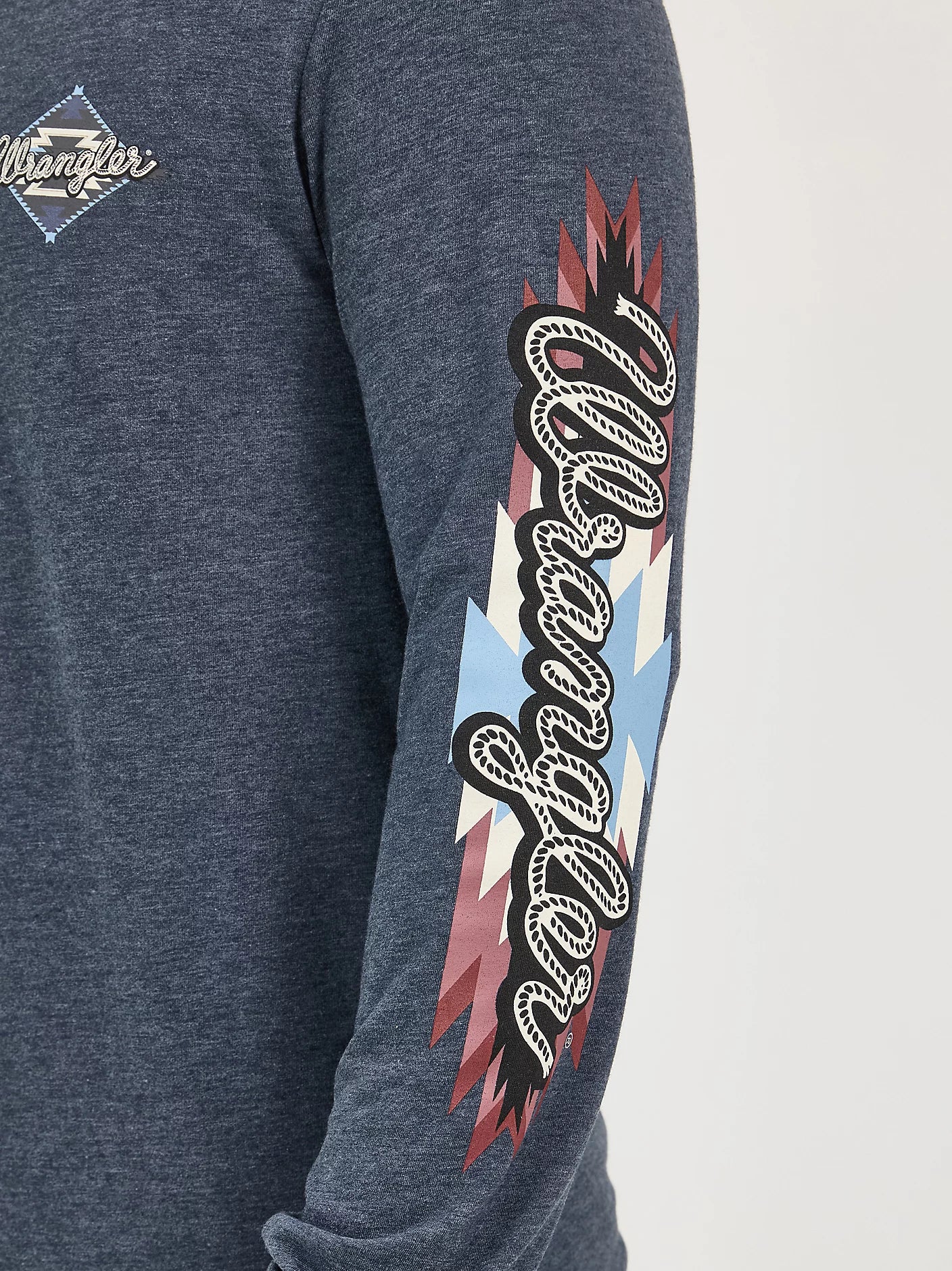 Wrangler Mens Long Sleeve Back Aztec Graphic T-Shirt
