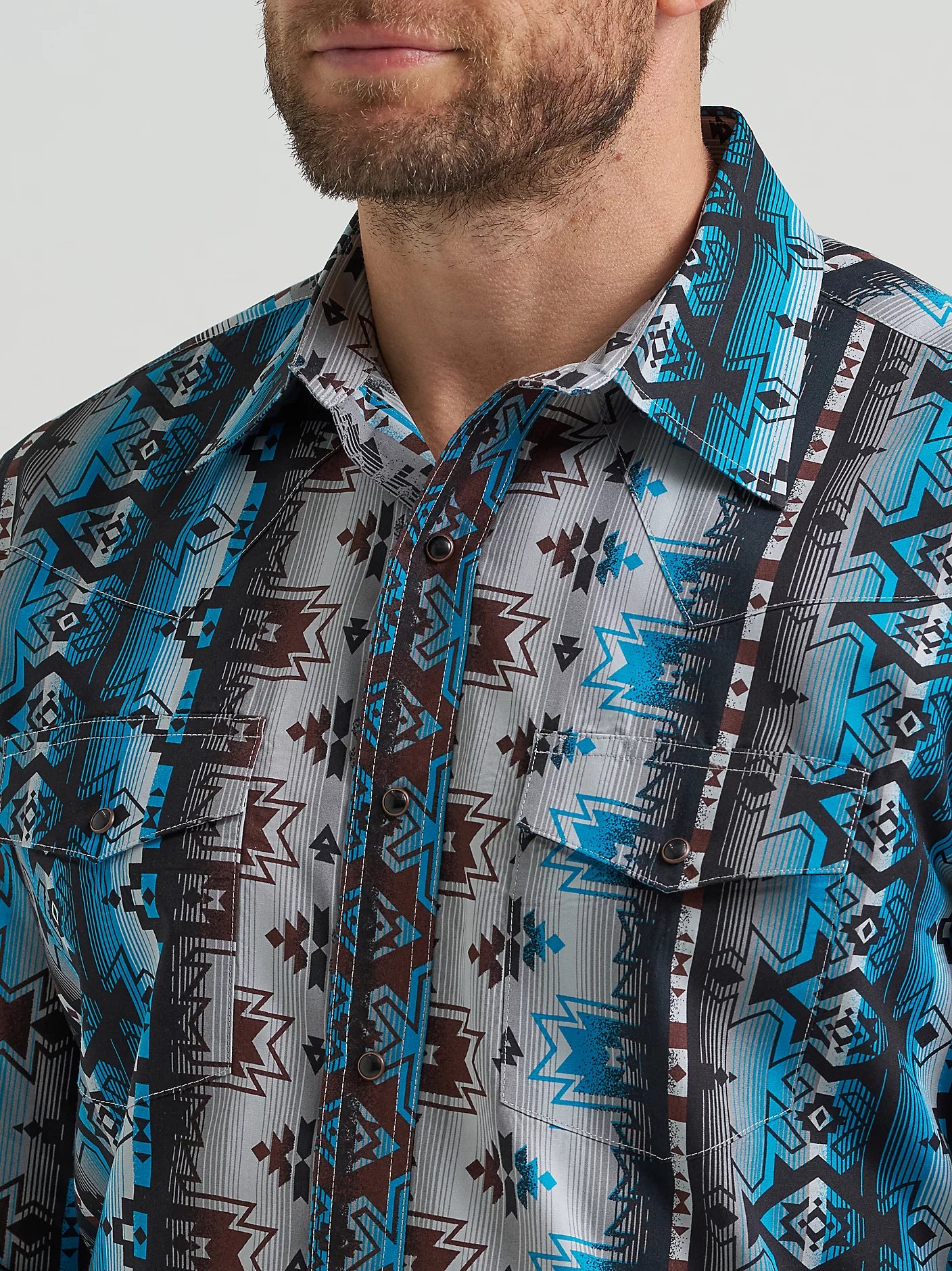 Wrangler Mens Checotah® Long Sleeve Western Snap Printed Shirt - Cloudy Burgundy