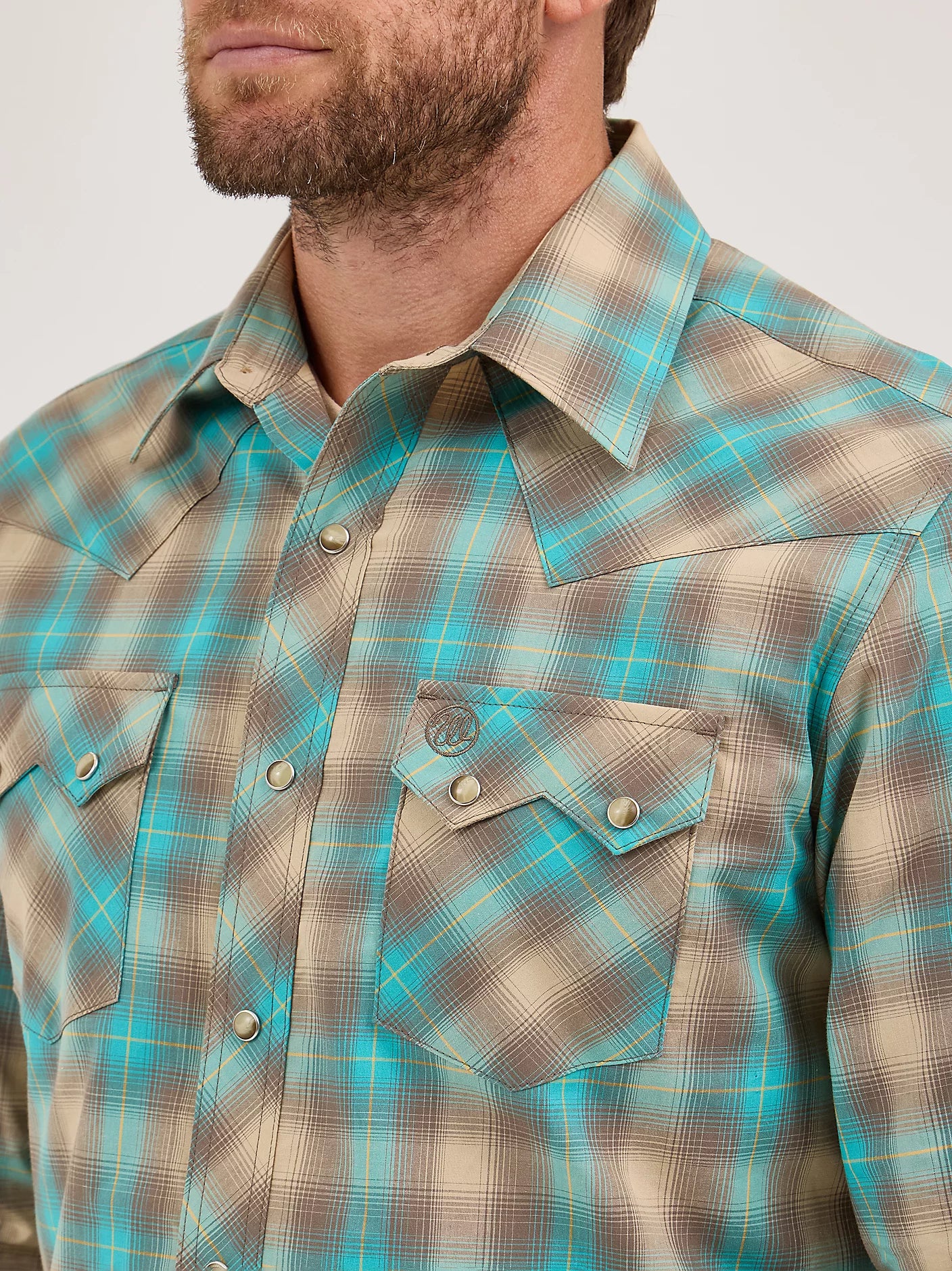 Wrangler Mens Retro® Long Sleeve Sawtooth Snap Pocket Western Shirt