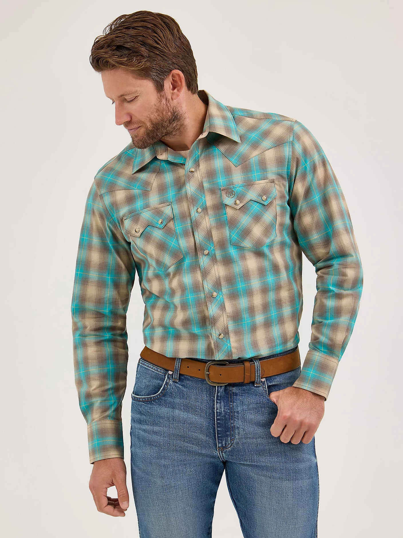 Wrangler Mens Retro® Long Sleeve Sawtooth Snap Pocket Western Shirt