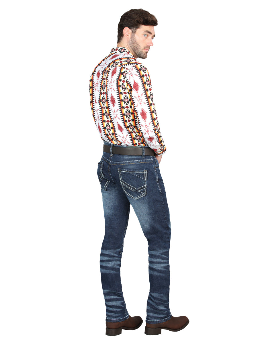 El Norteño Mens Skinny Stretch Pants - Medium Blue