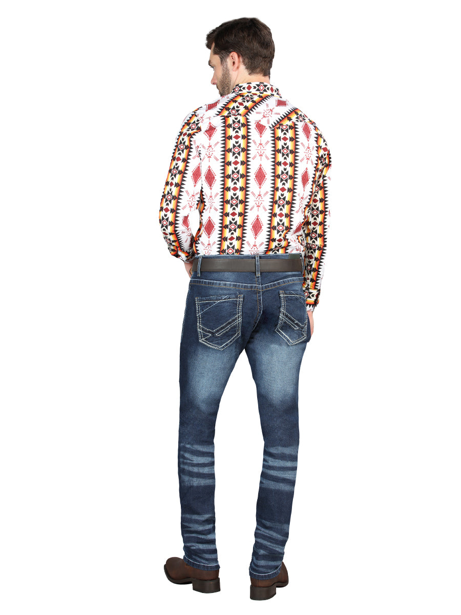 El Norteño Mens Skinny Stretch Pants - Medium Blue