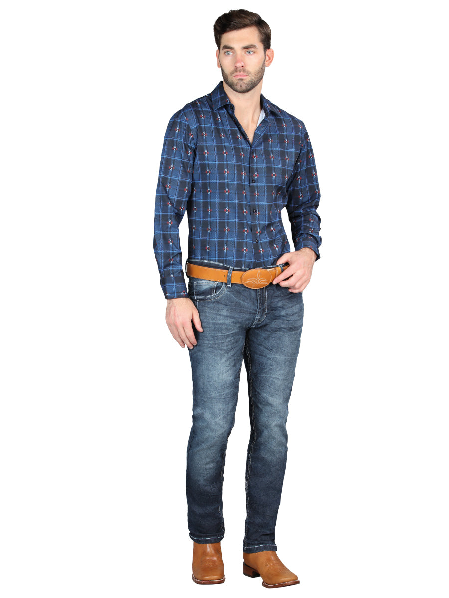 El Norteño Mens Skinny Stretch Pants - Medium Blue 126631