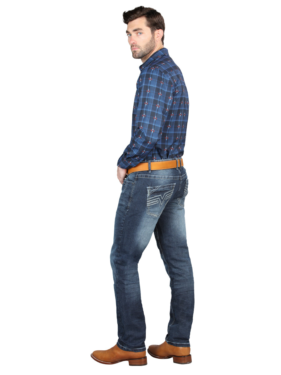 El Norteño Mens Skinny Stretch Pants - Medium Blue 126631