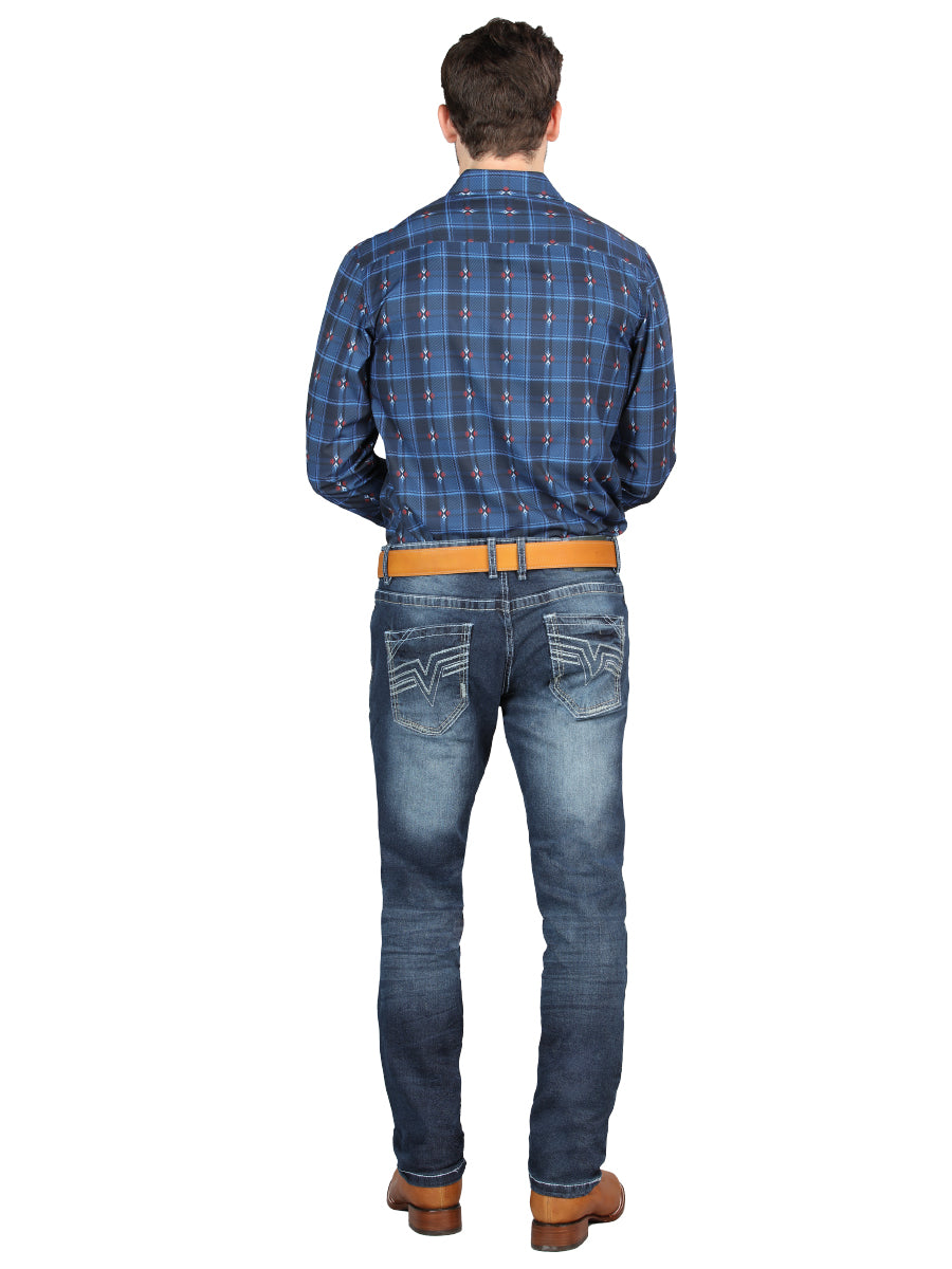 El Norteño Mens Skinny Stretch Pants - Medium Blue 126631