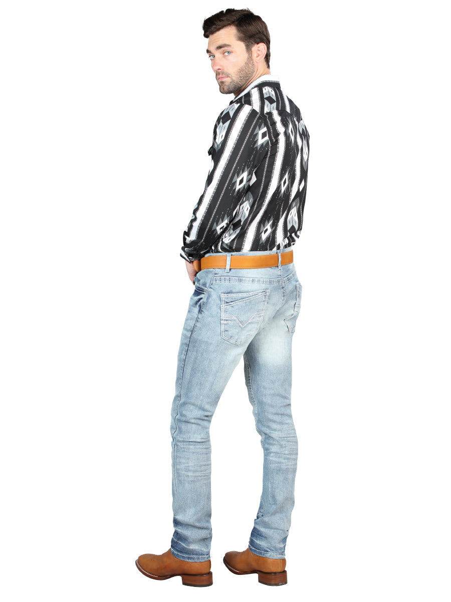 El Norteño Mens Skinny Stretch Pants - Light Blue 126632